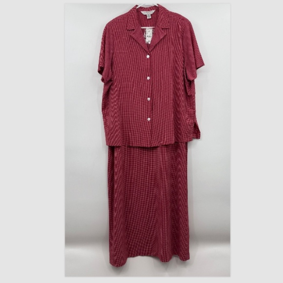 Casual Corner Dress Women 1X NEW Red Check Vintage Annex Button Up Shirt Set - Picture 1 of 15